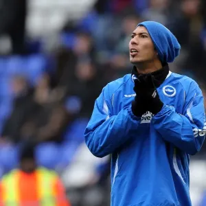 Brighton & Hove Albion's Leonardo Ulloa Warming Up Ahead of Blackburn Clash at Birmingham City (January 19, 2013)