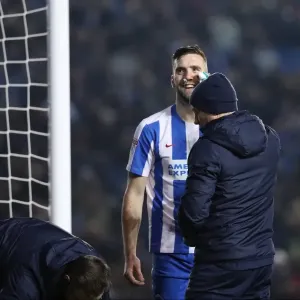 Brighton & Hove Albion's Shane Duffy: A Laugh Amidst Injury Amidst the Cheers of the Fans (14FEB17)