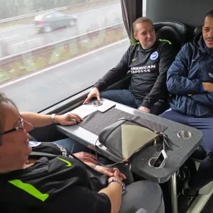Brighton & Hove Albion's Sky Bet 10 in 10 Bus Journey: Fans and Liam Rosenior Heading to Birmingham City Game (17DEC16) Brighton & Hove Albion's Sky Bet 10 in 10 Bus Journey: Fans and Liam Rosenior Heading to Birmingham City Game (17DEC16)