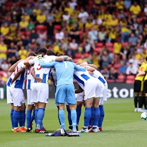 Brighton and Hove Albion's Team Huddle Before Kick-off Against Watford (11AUG18)