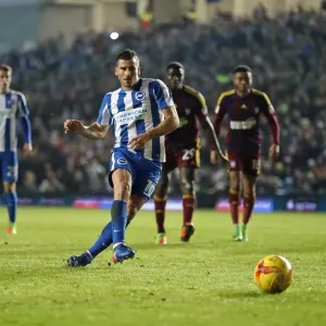 Brighton & Hove Albion's Tomer Hemed Scores Penalty Against Ipswich Town in EFL Sky Bet Championship (14 FEBRUARY 2017)
