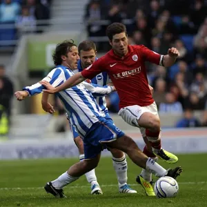 Brighton v Barnsley nPower Championship - Mauricio Taricco challenges Brighton v Barnsley nPower Championship - Mauricio Taricco challenges
