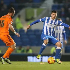 Brighton's Danny Holla Fights for Possession Against Ipswich Town in Sky Bet Championship Clash, January 2015