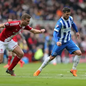 Brighton's Forster-Caskey Fights for Possession against Middlesbrough in Championship Clash (02MAY15)