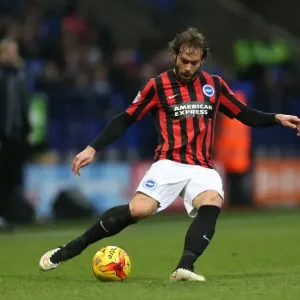 Brighton's Inigo Calderon in Action against Bolton Wanderers, Sky Bet Championship 2015