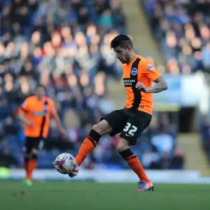 Brighton's Ledesma Fights for Possession Against Blackburn Rovers (21MAR15)