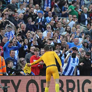 Brighton's Mat Ryan Gifts Shorts to Appreciative Fan in Emotional Moment at Falmer Stadium (Brighton and Hove Albion vs Manchester City, 12May19)