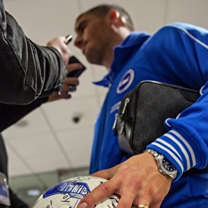 Brighton's Tomer Hemed Celebrates Championship Victory Over Fulham with Match Ball and Media