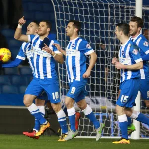 Brighton's Tomer Hemed Scores Penalty Against Leeds United - Sky Bet Championship 2016