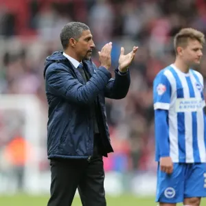 Chris Hughton Applauds: Middlesbrough vs. Brighton & Hove Albion, Sky Bet Championship (02MAY15)