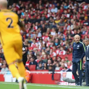 Chris Hughton and Paul Trollope Lead Brighton and Hove Albion at Arsenal's Emirates Stadium (01OCT17) Chris Hughton and Paul Trollope Lead Brighton and Hove Albion at Arsenal's Emirates Stadium (01OCT17)