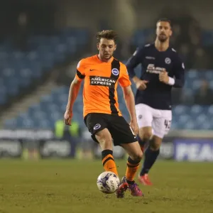 Dale Stephens in Action: Championship Showdown - Millwall vs. Brighton and Hove Albion (17MAR15)