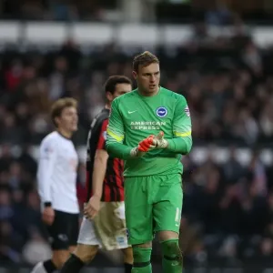 David Stockdale Focused: Derby vs. Brighton & Hove Albion, Sky Bet Championship, iPro Stadium, December 2014