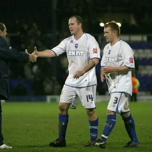 Dean Wilkins congratulates Guy Butters on his performance at the end of the game Dean Wilkins congratulates Guy Butters on his performance at the end of the game