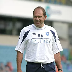 Dean Wilkins Leading Warm-Up at The New Den, Millwall: Brighton and Hove Albion FC