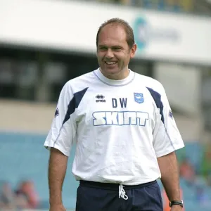 Dean Wilkins Leading Warm-Up at The New Den, Millwall: Brighton and Hove Albion FC