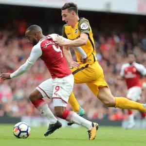 Dunk vs. Lacazette: Intense Battle at the Emirates - Arsenal vs. Brighton and Hove Albion, 01OCT17 Dunk vs. Lacazette: Intense Battle at the Emirates - Arsenal vs. Brighton and Hove Albion, 01OCT17