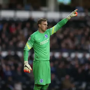 Focused David Stockdale: Derby County vs. Brighton and Hove Albion, Sky Bet Championship, iPro Stadium, December 2014