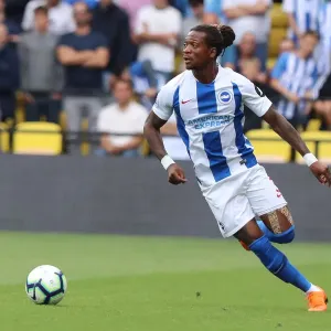 Gaetan Bong Defends for Brighton and Hove Albion Against Watford in Premier League (11AUG18)