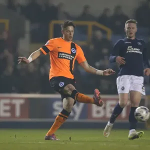 Greg Halford in Action: Championship Showdown at The New Den - Millwall vs. Brighton and Hove Albion (17MAR15)