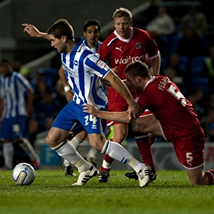 Intense Battle: Sam Vokes vs. Alex Pearce, Brighton & Hove Albion vs. Reading, Npower Championship, April 2012