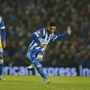 Jake Forster-Caskey Shoots in Brighton and Hove Albion vs Fulham Championship Match, American Express Community Stadium (November 2014)