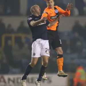 Joe Bennett in Action: Millwall vs. Brighton and Hove Albion, Championship Clash at The Den (17MAR15)