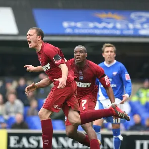 Joel Lynch celebrates his debut goal