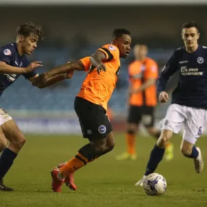 Kazenga LuaLua in Action: Brighton Midfielder Battles it Out in Championship Clash against Millwall (17MAR15)