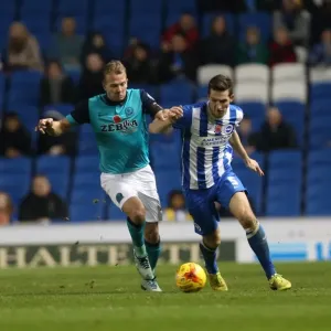 Lewis Dunk Focuses in Brighton and Hove Albion's Championship Clash vs. Wigan Athletic (Nov 2014)