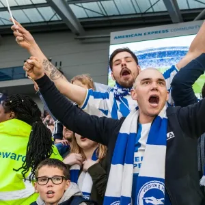 Passionate Brighton and Hove Albion Fans in Action during EFL Sky Bet Championship Match vs. Bristol City (29 April 2017)