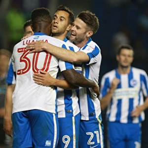 Sam Baldock Scores the Winning Goal for Brighton & Hove Albion against Colchester United in EFL Cup (09AUG16)