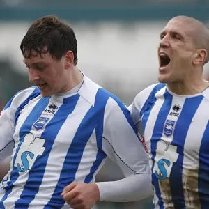 Tommy Elphick celebrates scoring against Exeter Tommy Elphick celebrates scoring against Exeter