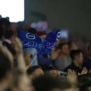 United in Support: Brighton & Hove Albion vs. Nottingham Forest (12Aug16) - Fans Wave Together Flag at American Express Community Stadium United in Support: Brighton & Hove Albion vs. Nottingham Forest (12Aug16) - Fans Wave Together Flag at American Express Community Stadium