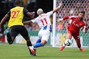 Images Dated 11th August 2018: Anthony Knockaert's Penalty Box Tumble: Watford vs. Brighton & Hove Albion (11AUG18)
