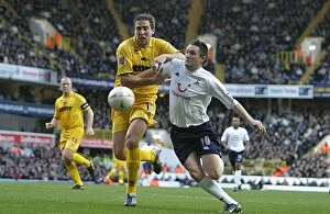 Adam Virgo Collection: Battling Duo: Adam Virgo vs. Robbie Keane in the FA Cup Clash at White Hart Lane (2004-05)