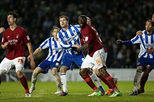 Nottingham Forest - 15-12-2012 Prints: Battling for Space: Ashley Barnes in Action for Brighton & Hove Albion vs