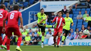 Prints of Beram Kayal shoots during the pre-season friendly match between Brighton and Hove Albion and Sevilla FC at the American Express Community Stadium, Falmer, England on 2nd August 2015 Pre-Season Prints: Beram Kayal's Pre-Season Shooting Streak: Brighton & Hove Albion vs Sevilla FC (August 2)