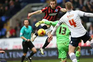 Bolton Wanderers 28FEB15 Prints: Bolton vs Brighton: Mackail-Smith's Blocked Goal Attempt in Sky Bet Championship (28FEB15)