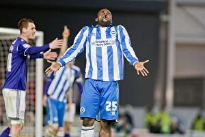 Images Dated 20th March 2012: Brighton Derby: Kazenga LuaLua's Near-Miss at Amex Stadium (March 20, 2012)