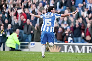 Images Dated 10th March 2012: Brighton & Hove Albion 2-0 Portsmouth: Vicente Rodriguez Scores Second Goal at Amex Stadium
