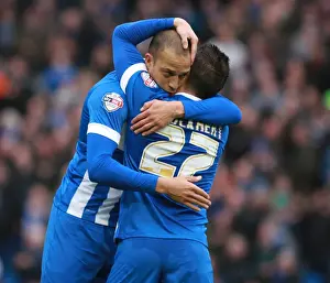 Huddersfield Town 23JAN16 Prints: Brighton and Hove Albion: Bobby Zamora and Anthony Knockaert Celebrate Goal vs