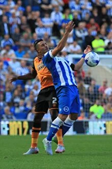 Images Dated 12th September 2015: Brighton & Hove Albion: Bram Kanay Controls the Ball Amidst Championship Action vs