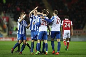Images Dated 7th March 2017: Brighton and Hove Albion Celebrate Championship Victory at Rotherham United (07MAR17)