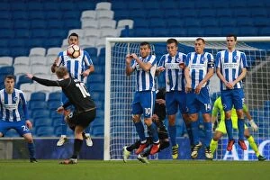 Images Dated 7th January 2017: Brighton and Hove Albion Defend Against Ben Reeves Free-Kick in FA Cup Clash vs