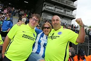 Images Dated 15th August 2015: Brighton and Hove Albion: Euphoric Fans Celebrate Championship Victory at Craven Cottage