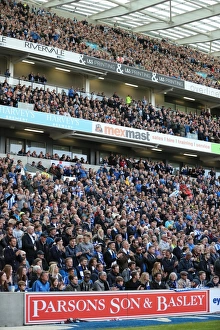 Brighton and Hove Albion Fans in Action: A Passionate Atmosphere at the American Express Community Stadium during the Championship Clash against Wigan Athletic (17th April 2017)