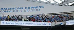Fulham 29NOV14 Prints: Brighton and Hove Albion Fans Celebrate Amidst the Shelves: Fulham vs