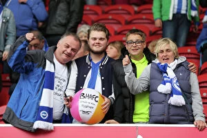 Images Dated 7th May 2016: Brighton and Hove Albion Fans Celebrate at Riverside Stadium during Sky Bet Championship Match vs