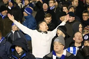 Images Dated 29th December 2014: Brighton and Hove Albion Fans at Craven Cottage during Sky Bet Championship Match, December 2014